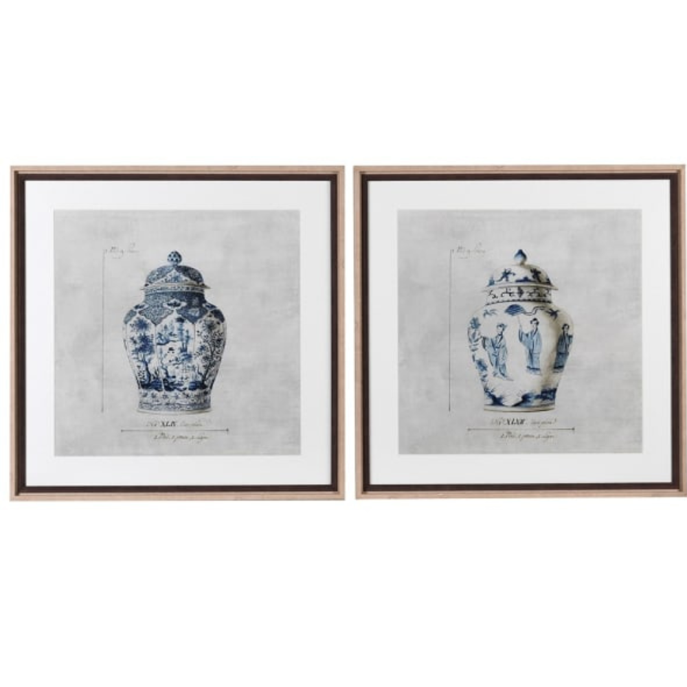 Set of 2 Chinoisery Urn Picture - The Gift & Art Gallery