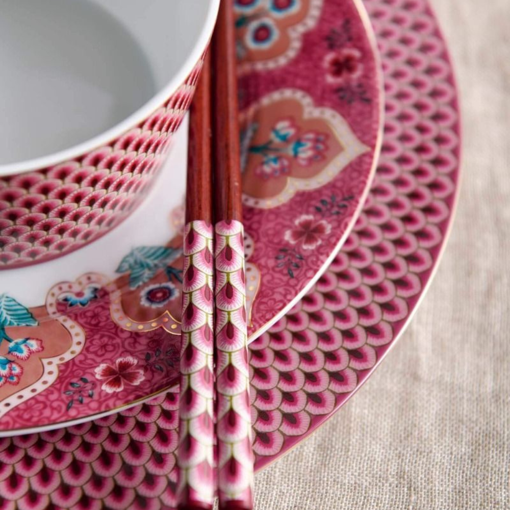 Oriental Flower Dinner Plates x4 - Pink