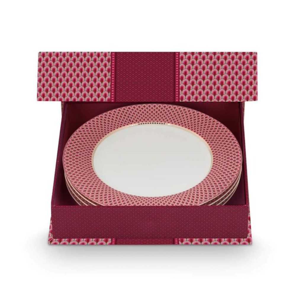 Oriental Flower Dinner Plates x4 - Pink