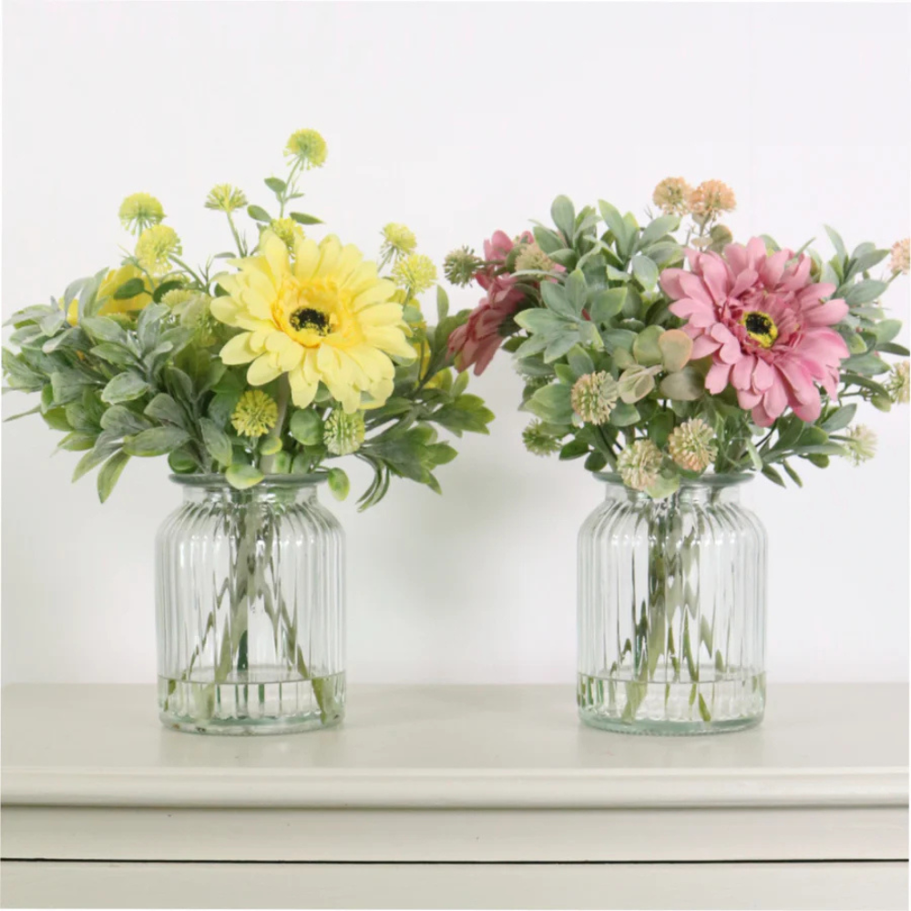 Gerbera in Ribbed Jar
