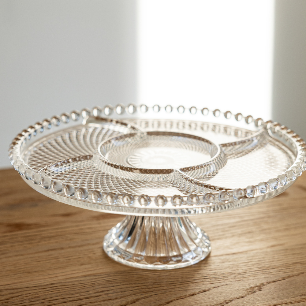 Muckross Round Beaded Divided Footed Platter