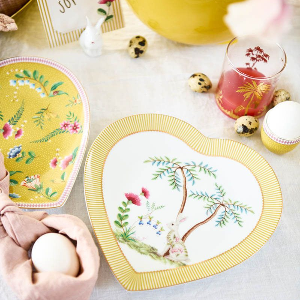 La Majorelle Set/2 Heart Shape Plates Yellow - The Gift & Art Gallery