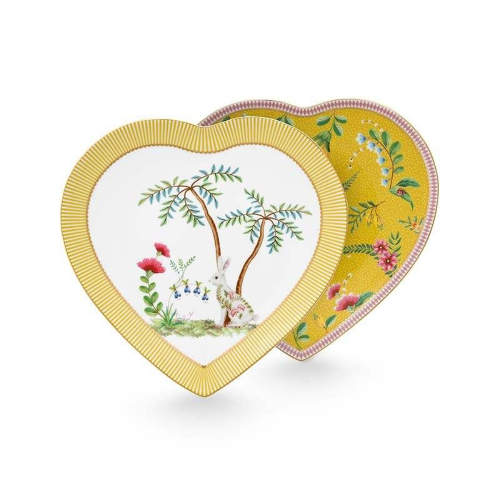 La Majorelle Set/2 Heart Shape Plates Yellow - The Gift & Art Gallery