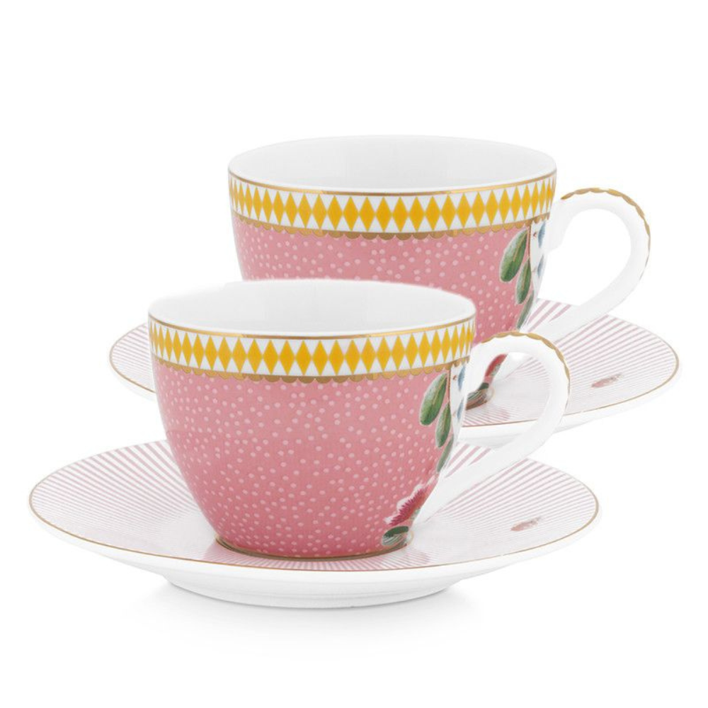 La Majorelle Espresso Cups & Saucers, Pink Set of 2 - The Gift & Art Gallery