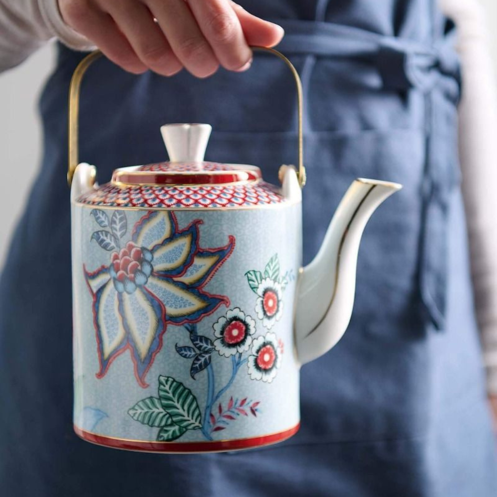 Oriental Flower Teapot Medium - Blue