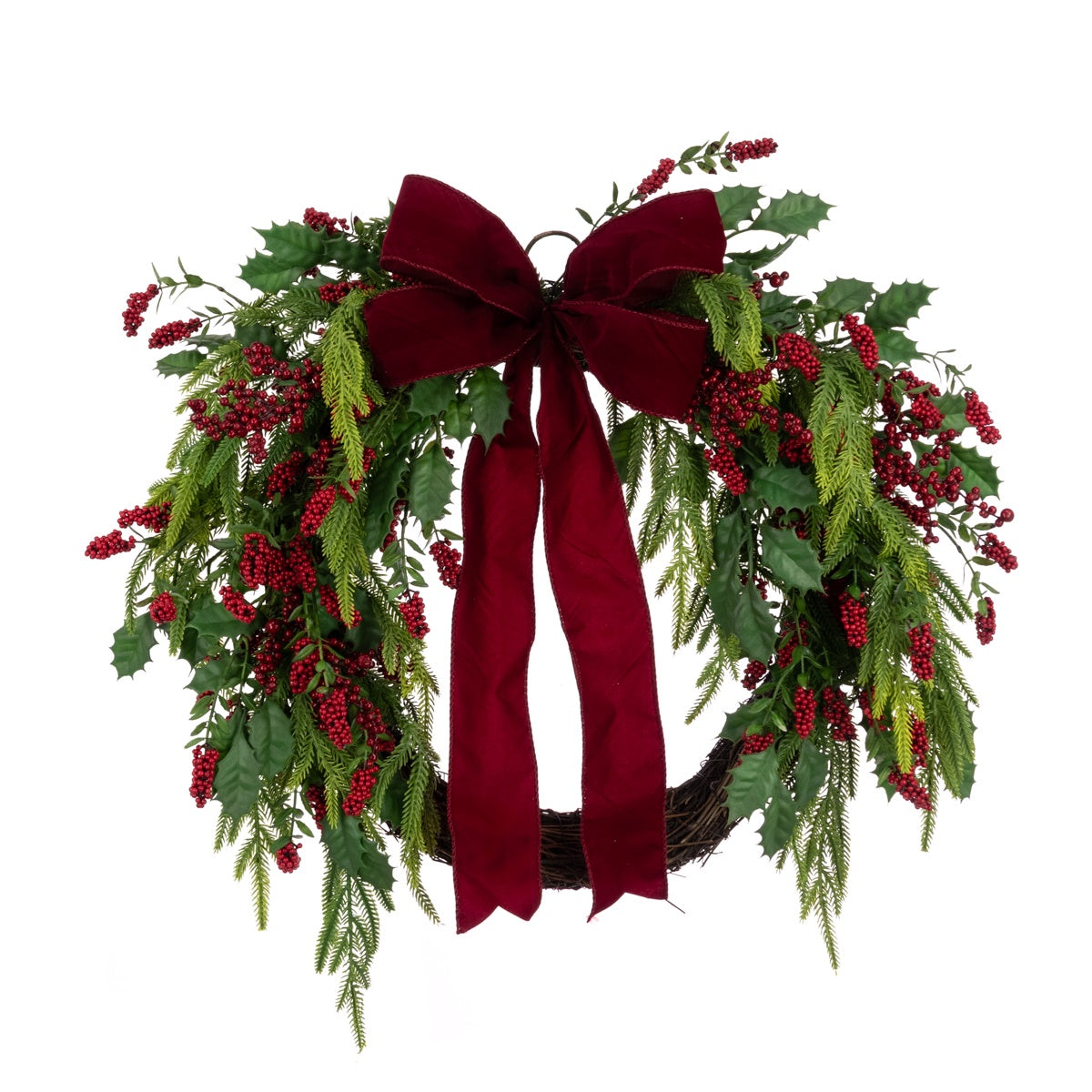 Berry Jute Wreath W/Bow 60cm