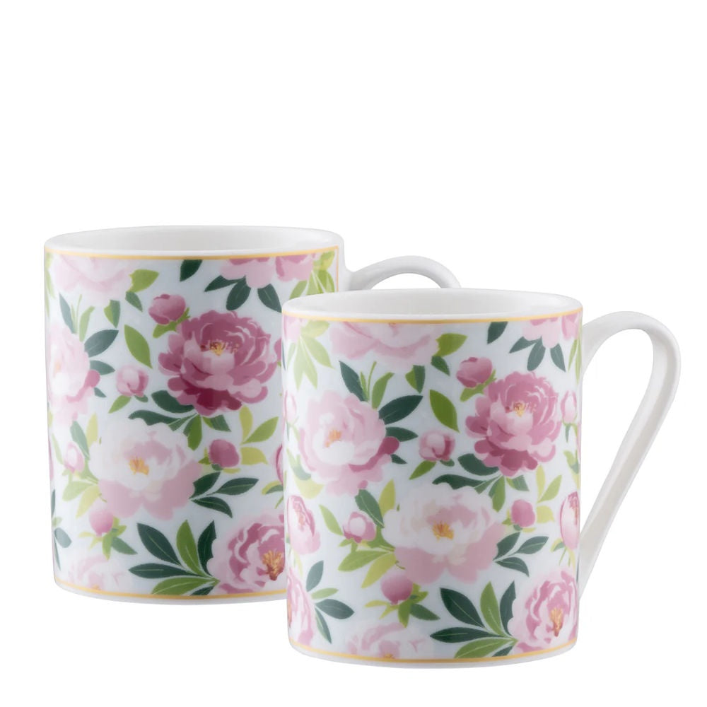 Aynsley Pink Peony Mugs - Pair