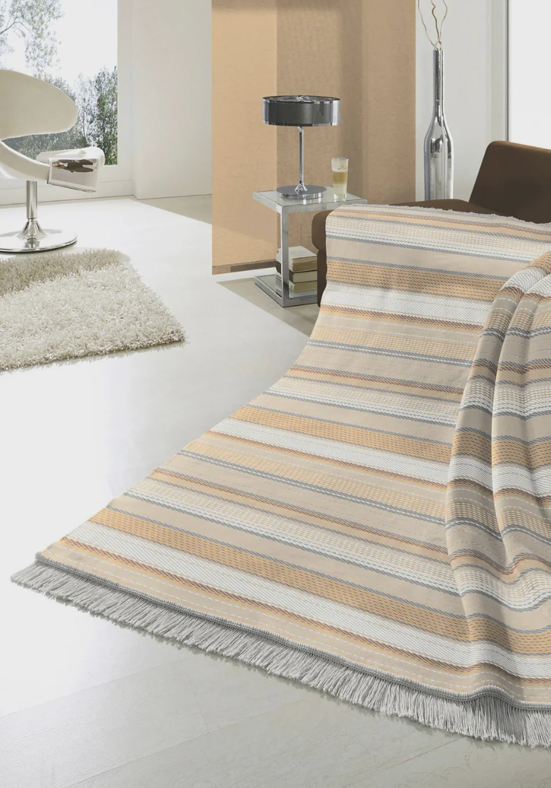 Neptune Stripe Natural Throw