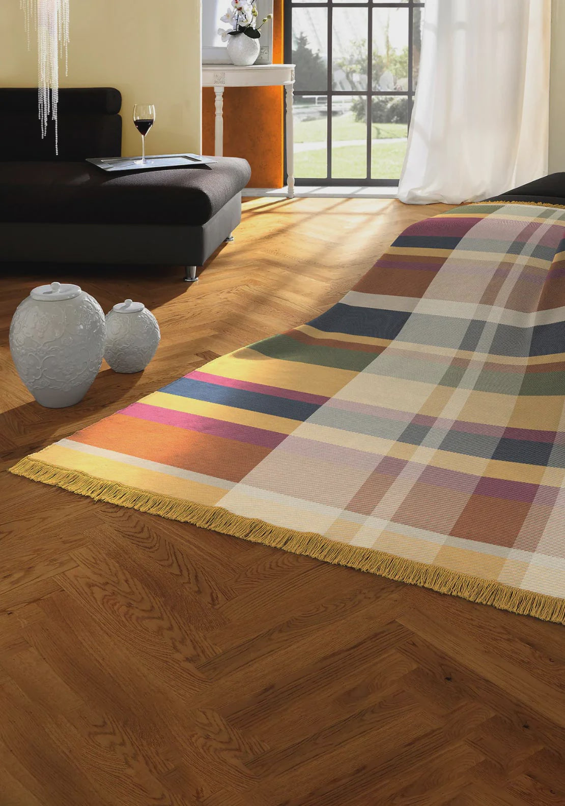Panel Check Multicoloured Throw