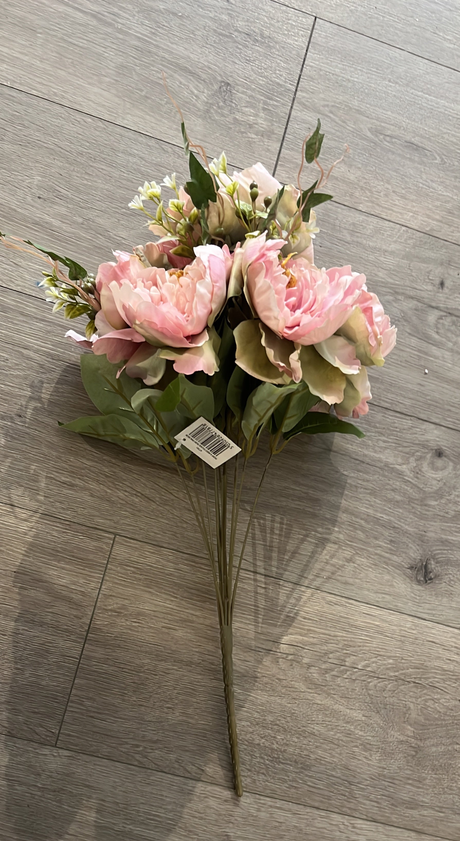 Pink Peony & Mixed Foliage Stem