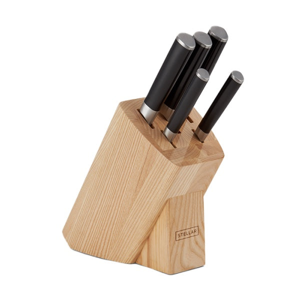 Stellar Poise, 5 Piece Knife Block Set, Wood