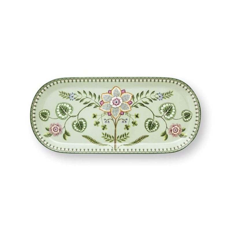 Cake Tray Rectangular Lily&Lotus Light Green