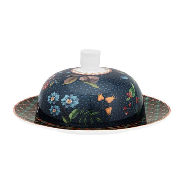 Berry Blues Round Butter Dish - Blue