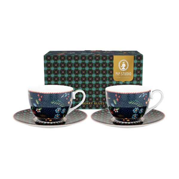Berry Blues Set 2 Cups and Saucers