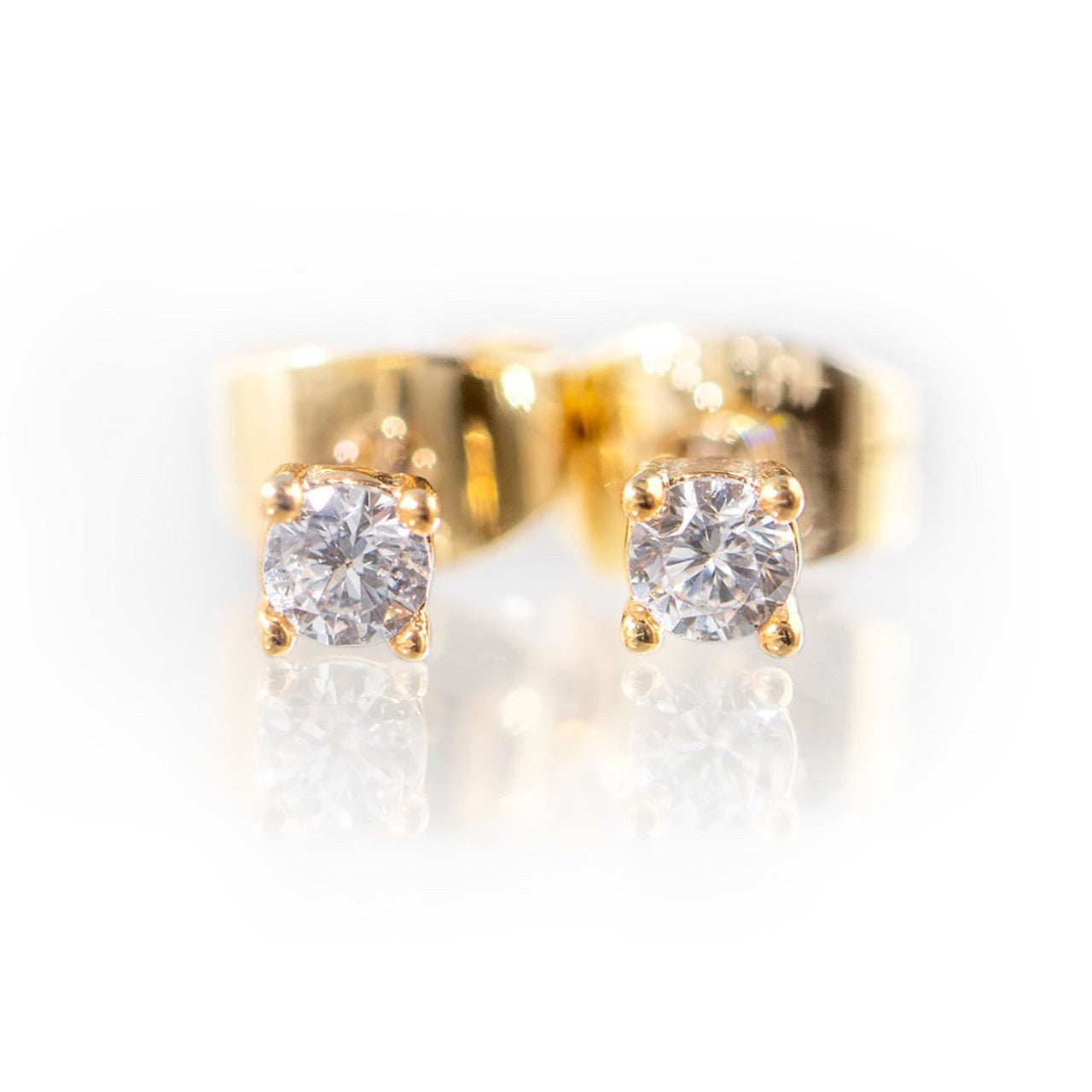 Gold Plated Petite Claw Set Clear Stone Earrings