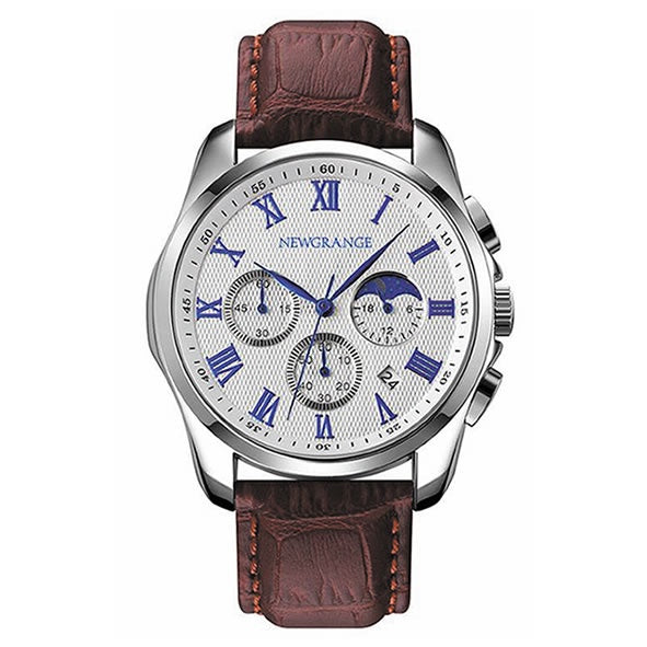MENS WATCH - BROWN STRAP, WHITE FACE