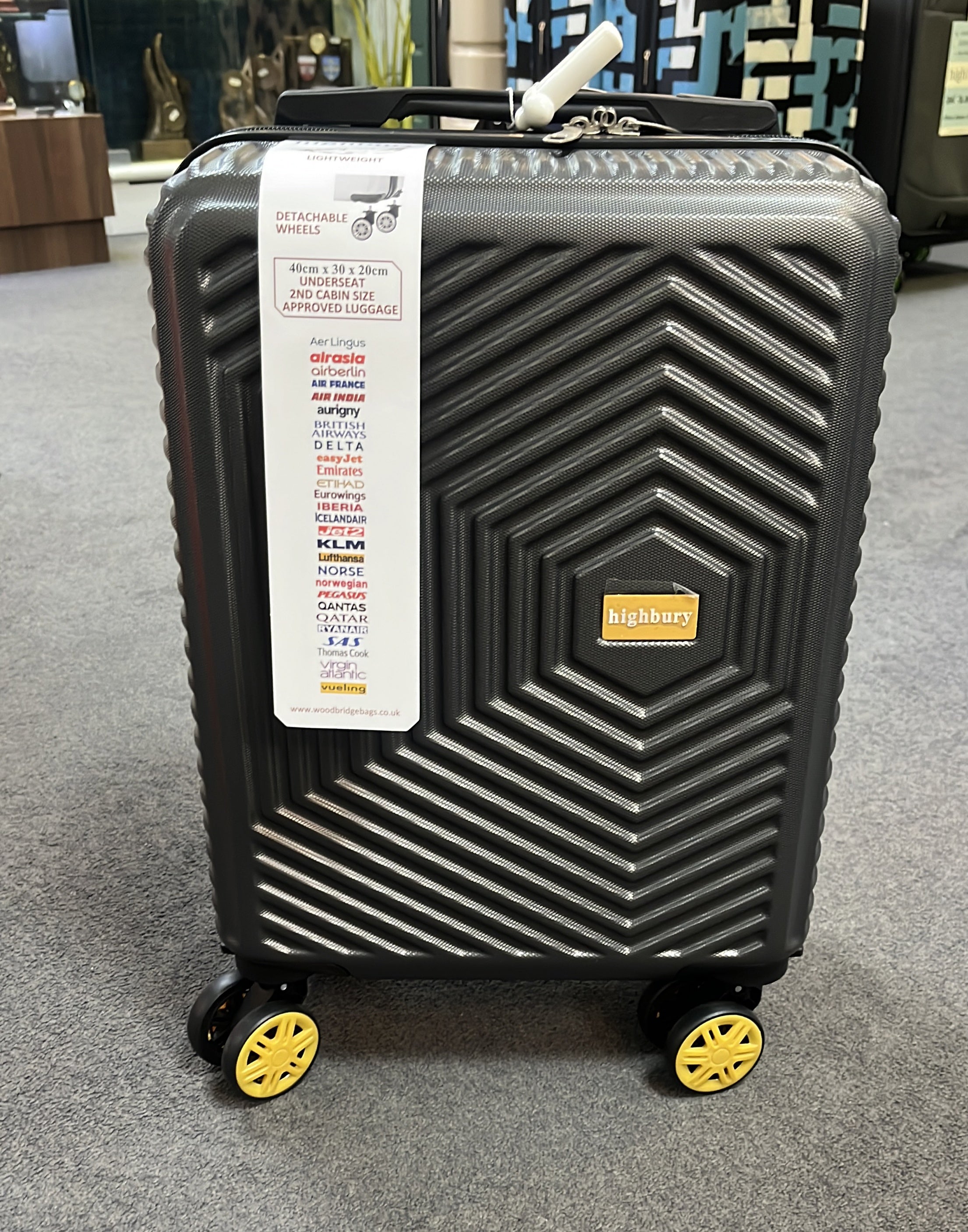 Detachable Wheels Underseat Suitcase Dark Grey