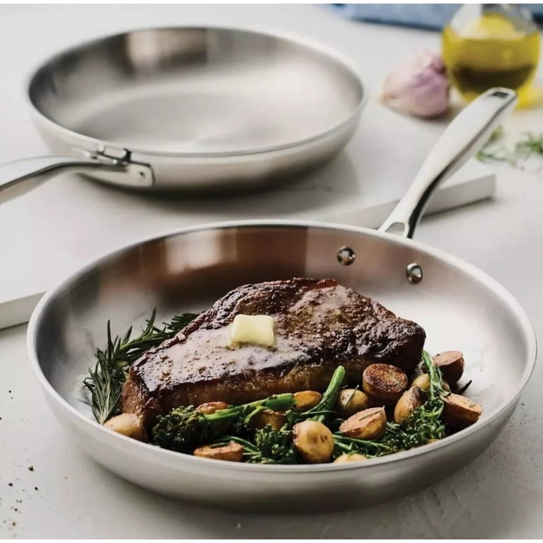 Tramontina Stainless Steel 2 Pce Tri- Ply Clad Frying Pan Set