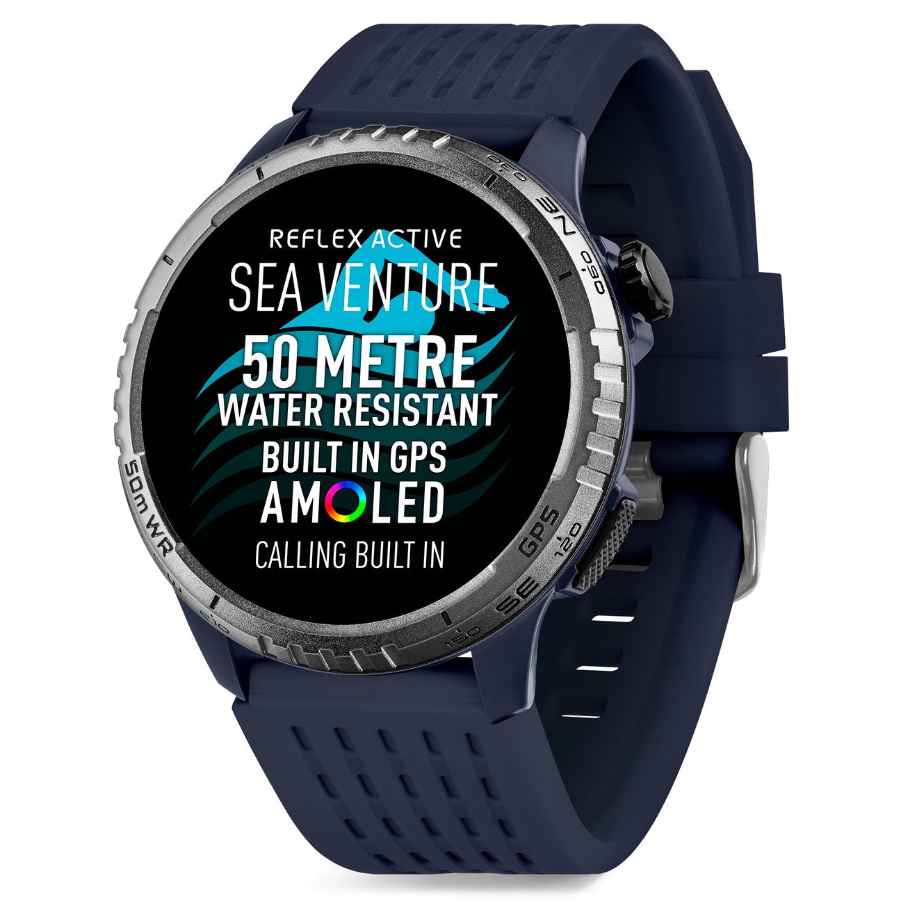SEA VENTURE 50M SWIM-SAFE AMOLED GPS BLUE STRAP SMART WATCH
