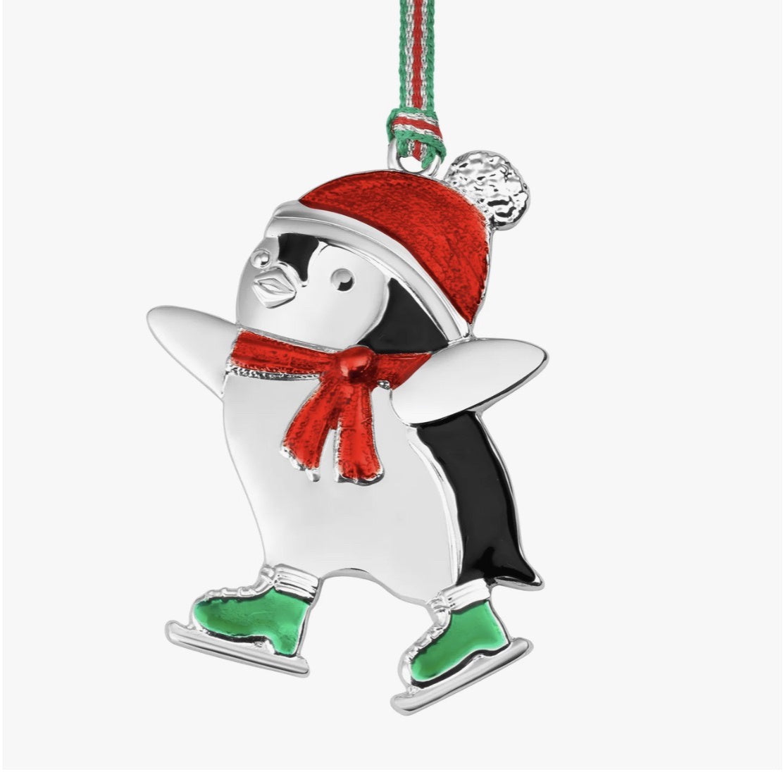 Penguin with green boots Christmas tree decoration