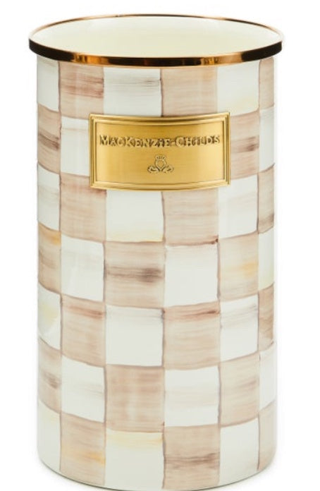 Mocha Check Utensil Jar
