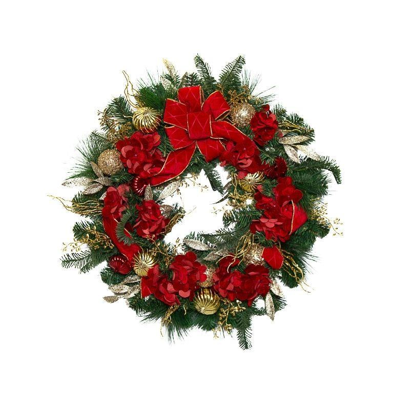 Luxury Red Hydrangea Bow Wreath