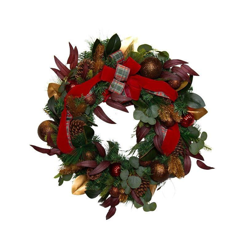 Luxury Red Burgundy Bow Wreath