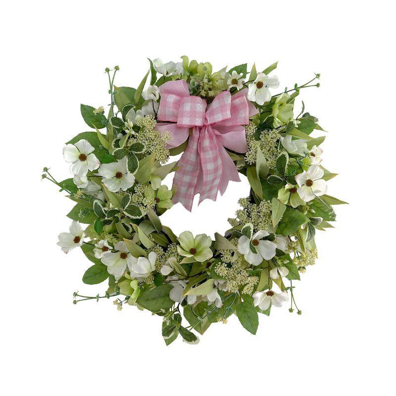 Floral Wreath Pink Bow
