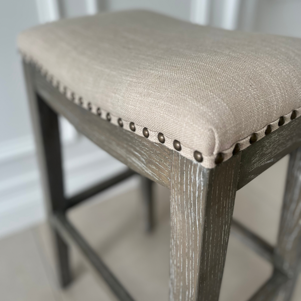 Saddle Stool Beige Linen