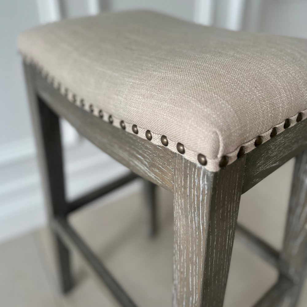 Saddle Stool Beige Linen - The Gift & Art Gallery