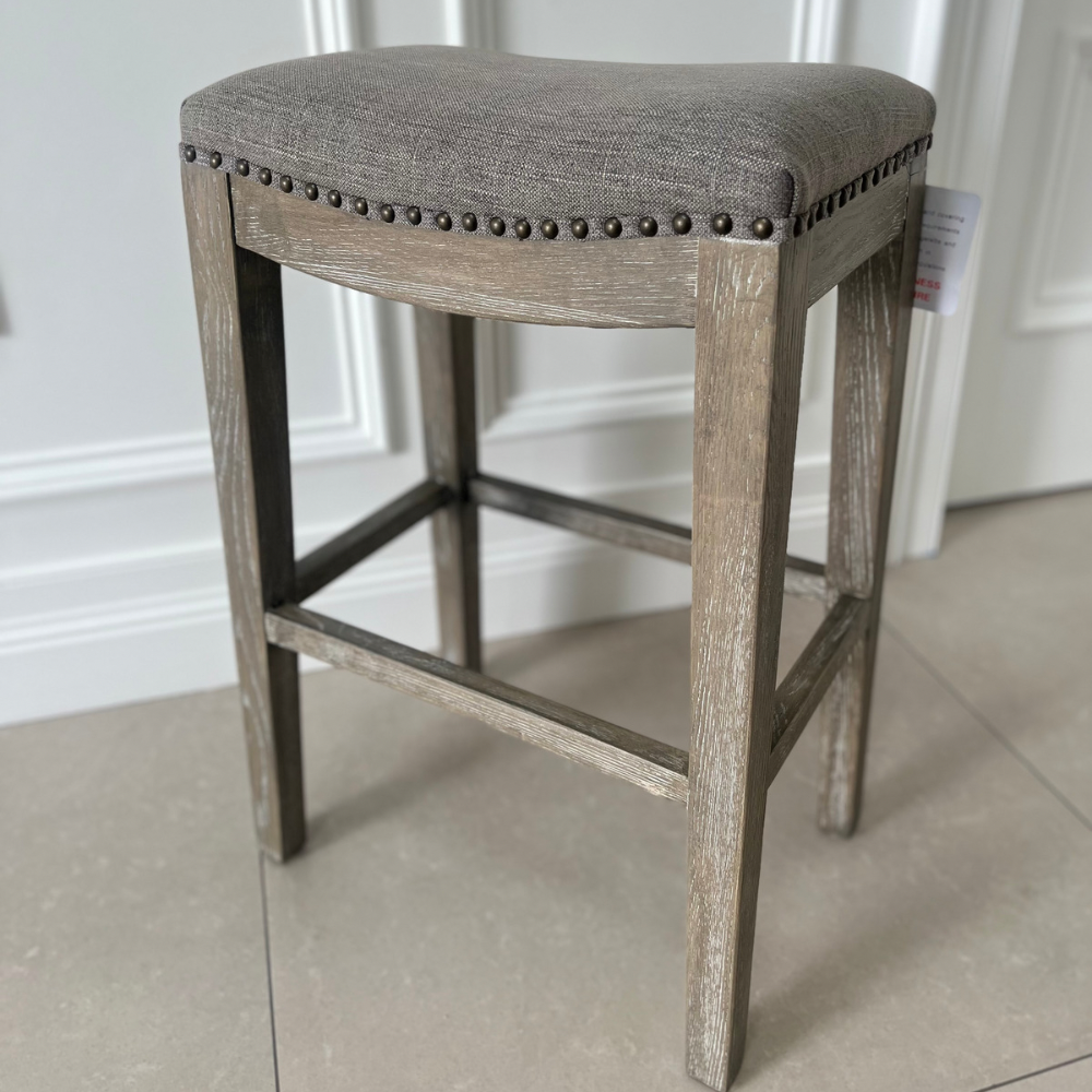 Saddle Stool Grey Linen - The Gift & Art Gallery