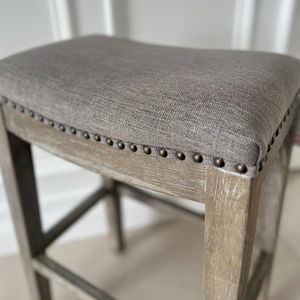 Saddle Stool Grey Linen - The Gift & Art Gallery