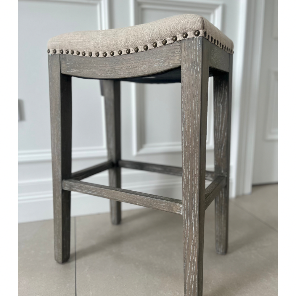 Saddle Stool Beige Linen