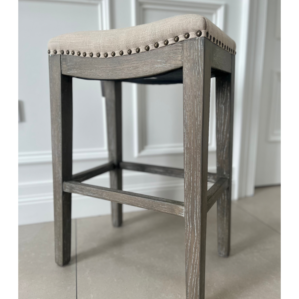 Saddle Stool Beige Linen - The Gift & Art Gallery