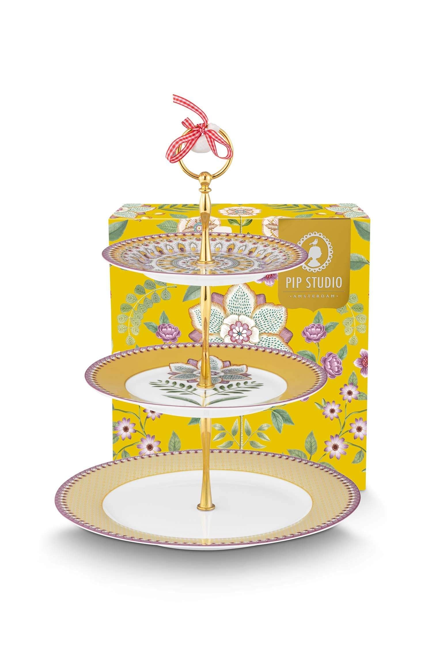 3/Layer Cake Stand Lily&Lotus Yellow