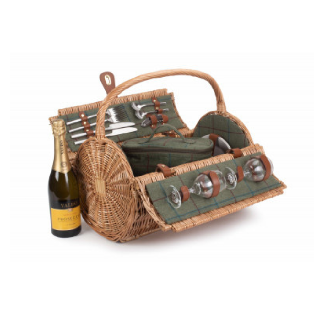 Oval 2 Person Green Tweed Hamper - The Gift & Art Gallery