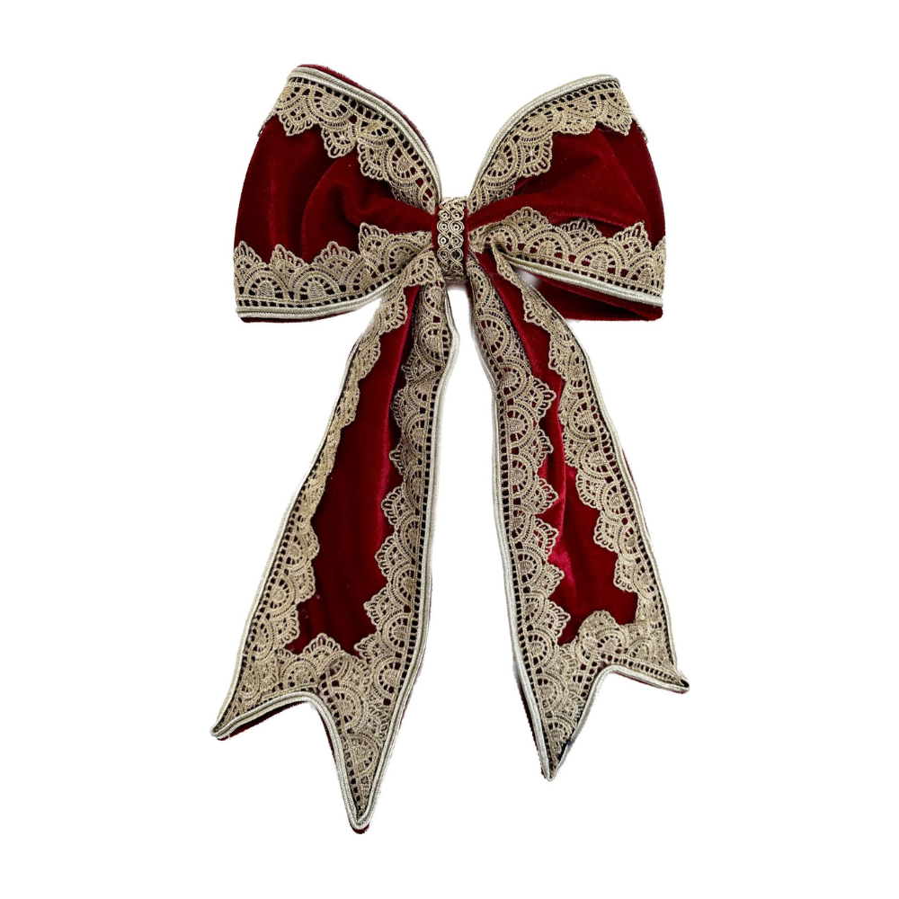 Red/ Gold Velvet Bow