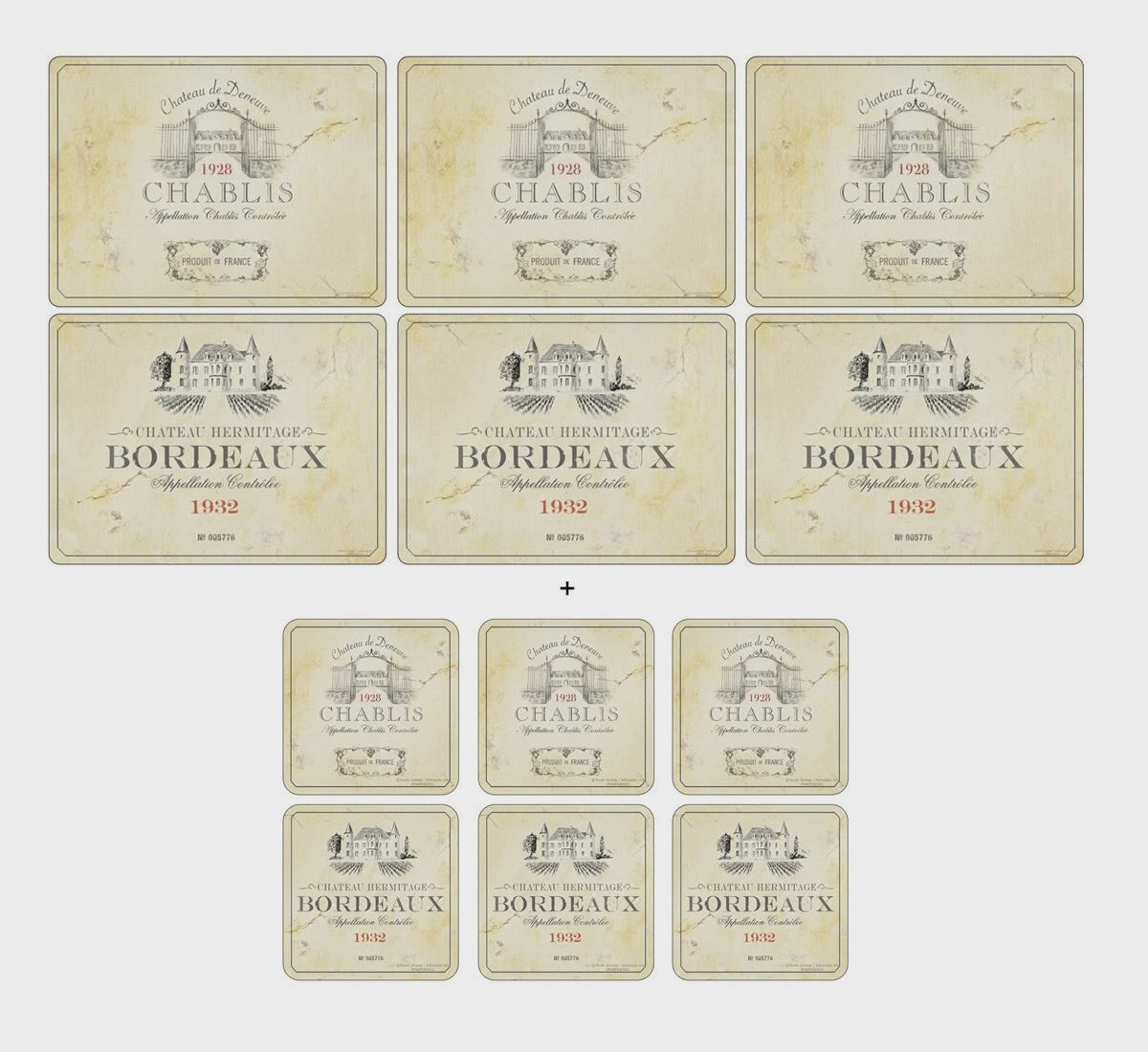 Vin de France Placemats & Coaster Set