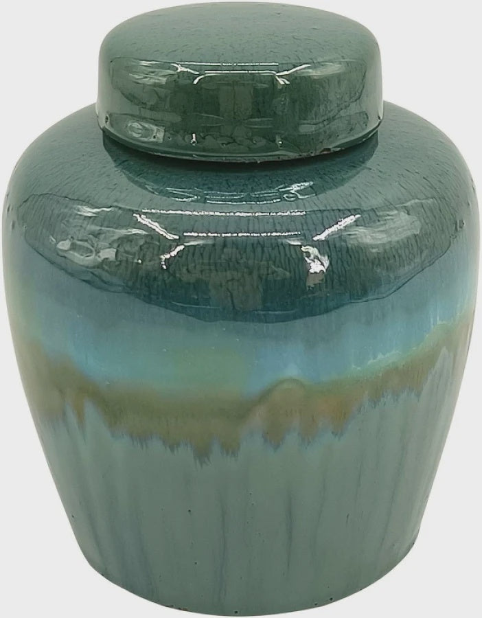 Reactive Glaze Lidded Jar, 15cm