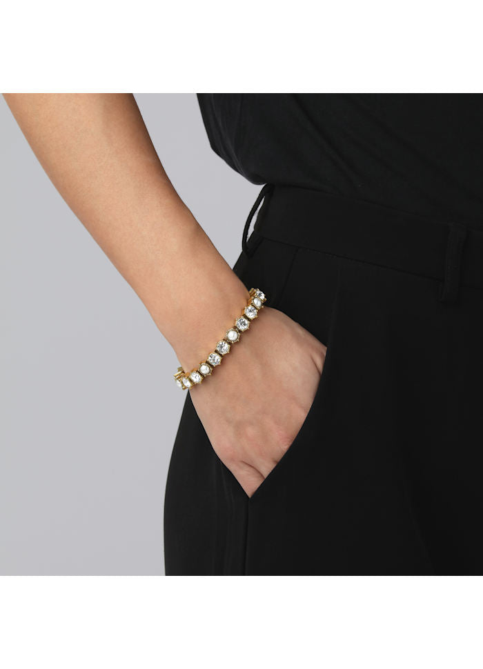 Courage Clear Stone & Pearl Bracelet