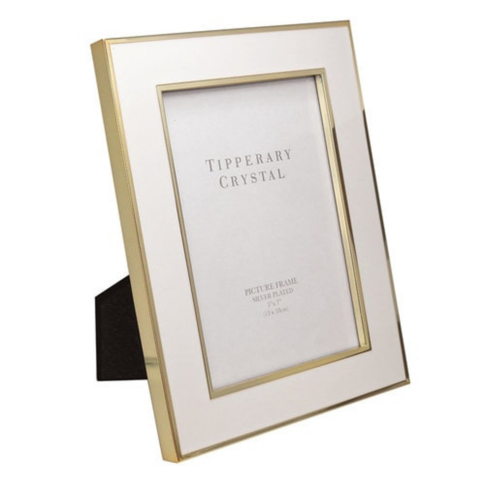 White Enamel Frame with Gold Edging - The Gift & Art Gallery