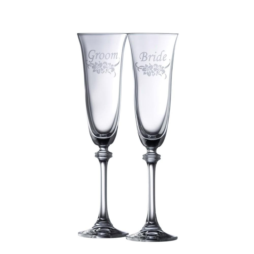 Liberty Bride & Groom Champagne Flutes, Set Of 2
