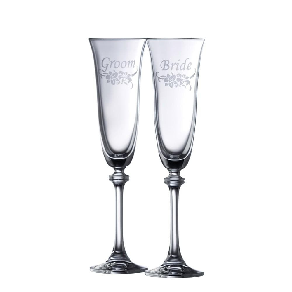 Liberty Bride & Groom Champagne Flutes, Set Of 2 - The Gift & Art Gallery