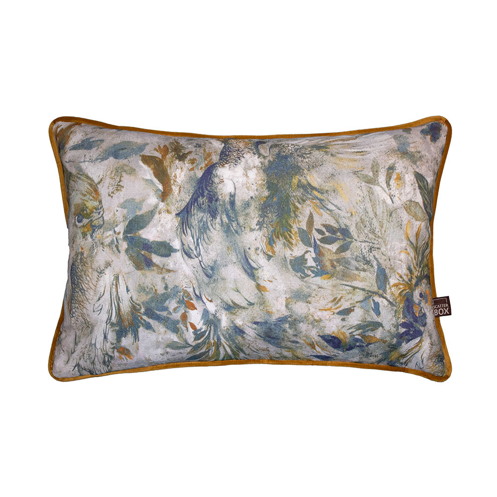Seren Cushion 35x50cm, Blue/Ochre - The Gift & Art Gallery