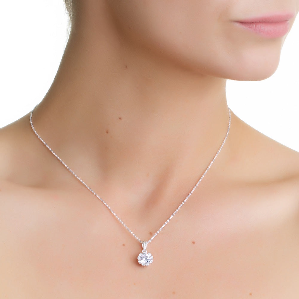 Flower Pendant Clear Stones