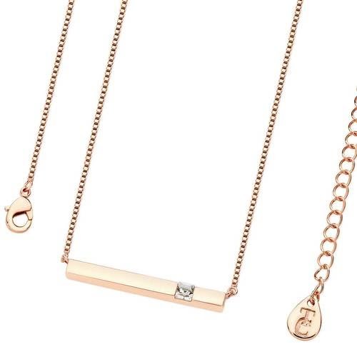 April- Rose Gold Bar Birthstone Pendant- Clear Crystal - The Gift & Art Gallery