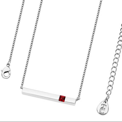 July- Silver Bar Birthstone Pendant- Ruby Crystal - The Gift & Art Gallery