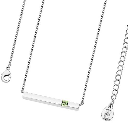 August- Silver Bar Birthstone Pendant- Peridot Crystal - The Gift & Art Gallery