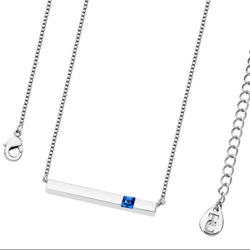 September- Silver Bar Birthstone Pendant- Sapphire Crystal - The Gift & Art Gallery