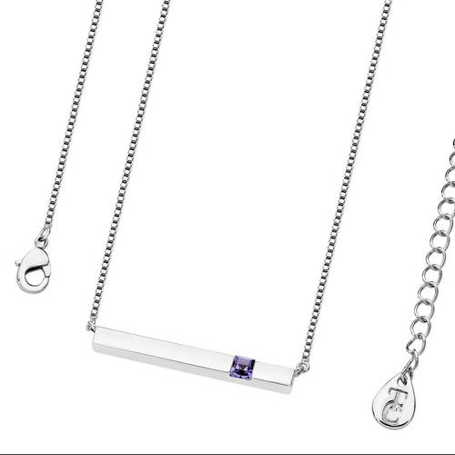 December- Silver Bar Birthstone Pendant- Tanzanite Crystal - The Gift & Art Gallery